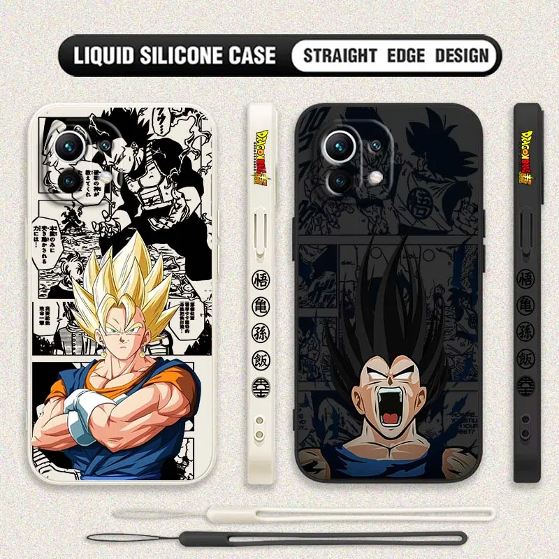 

D-Dragon Ball Anime Saiyan For Xiaomi Mi 17 15 14 13 12 11 9 13T 12T Lite Pro Max 5G Liquid Left Rope Phone case Cover