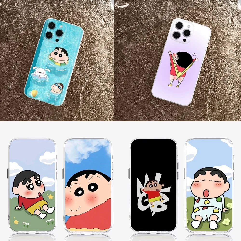 Crayon cute S-Shin-chan Phone Case  For IPhone 16,15,14,13,11,12 Pro Max Mini X XR XS 7,8 Plus SE Clear Shockproof Soft Cover