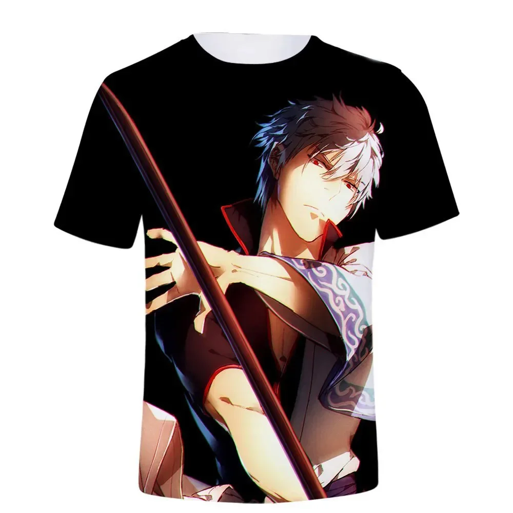 Summer Japan Gintama 3d Printing  T-shirts Short Sleeved Round Neck T-shirt for Fashionable and Handsome Boys