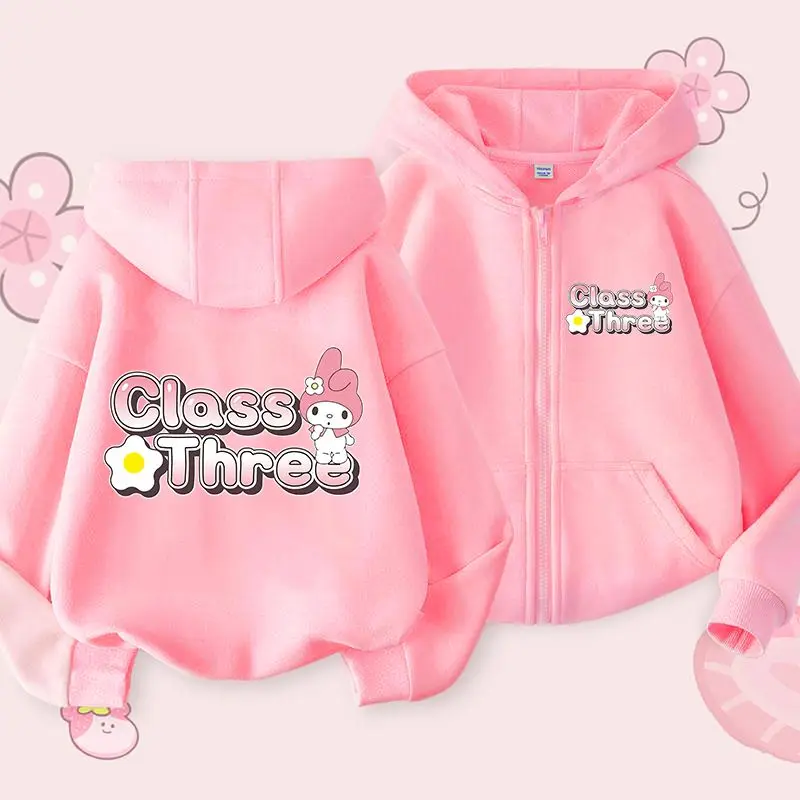 

Sanrio Casual Children's Jacket My Melody Fashion Hoodie Spring and Autumn Girls Kuromi new style versatile Zipper Cotton Jacket