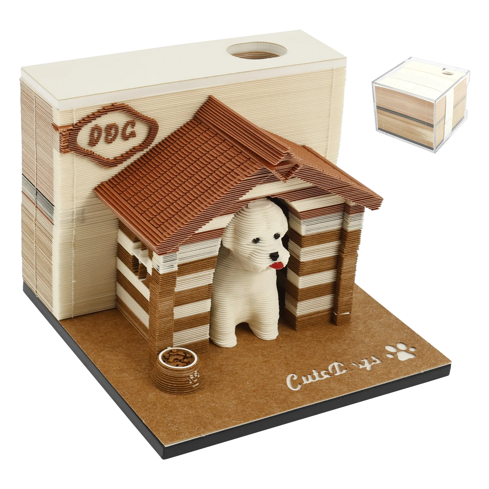Time Piece Calendar 2026 3D Tear-away Calendar Paper Carving Art Memo Pad with Protective Shell for Christmas Home Desktop Decor