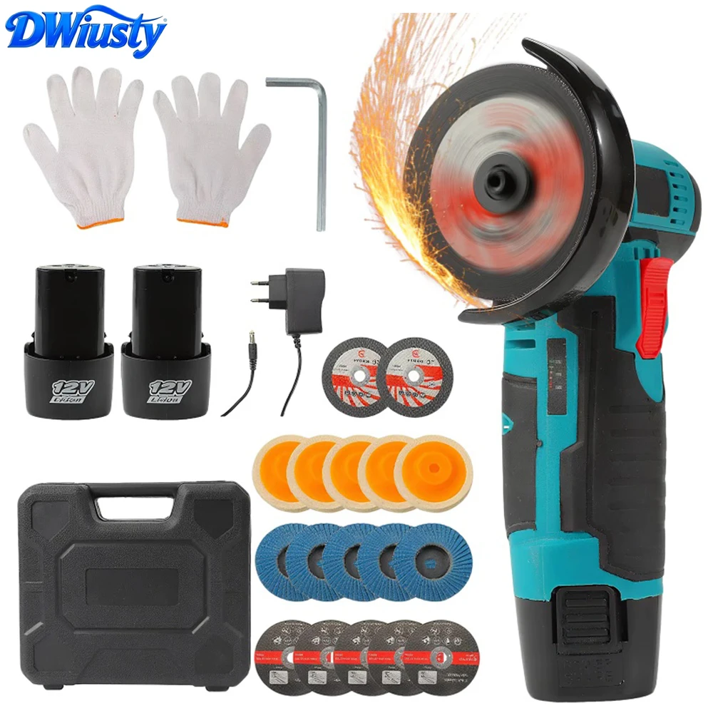 Kit Smerigliatrice Angolare a Batteria DWiusty 12V, Ricaricabile con Batteria al Litio, 19500 RPM, Mini Lucidatrice per Progetti Fai-da-Te