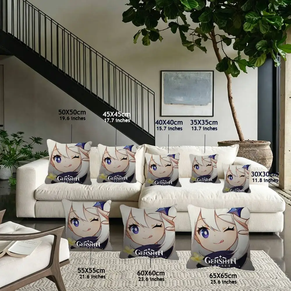 Anime Genshin Impact Pillow Case For Home Bedroom Car Office Decoration Living Room Sofa Cushion Cover Suitable