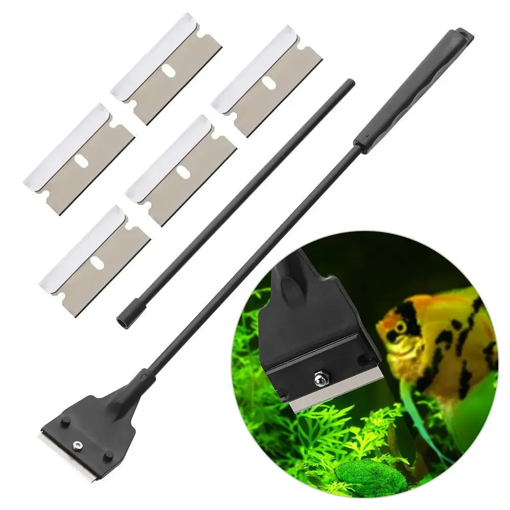 

Stainless Steel Aquarium Fish Tank Algae Scraper Blade Aquatic Water Live Plant Grass Cleaning Multi-Tool Cleaner Kit Set