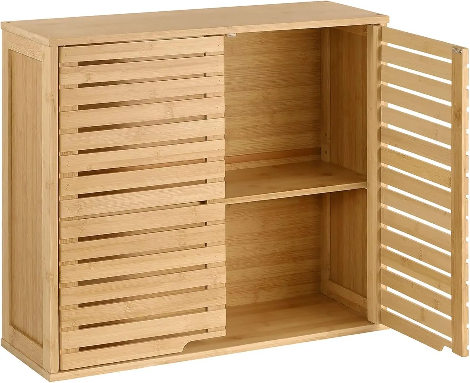 

Space Saver Storage Cabinet, Bamboo Medicine Cabinet with Doors and Adjustable Shelves for Bathroom, Kitchen, Living Room