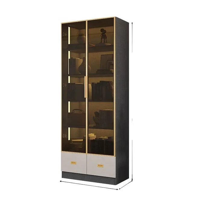 #For Factory Manufacturer top sale Modern glass wooden bookcase bookshelf with glass door book shelf cabinet