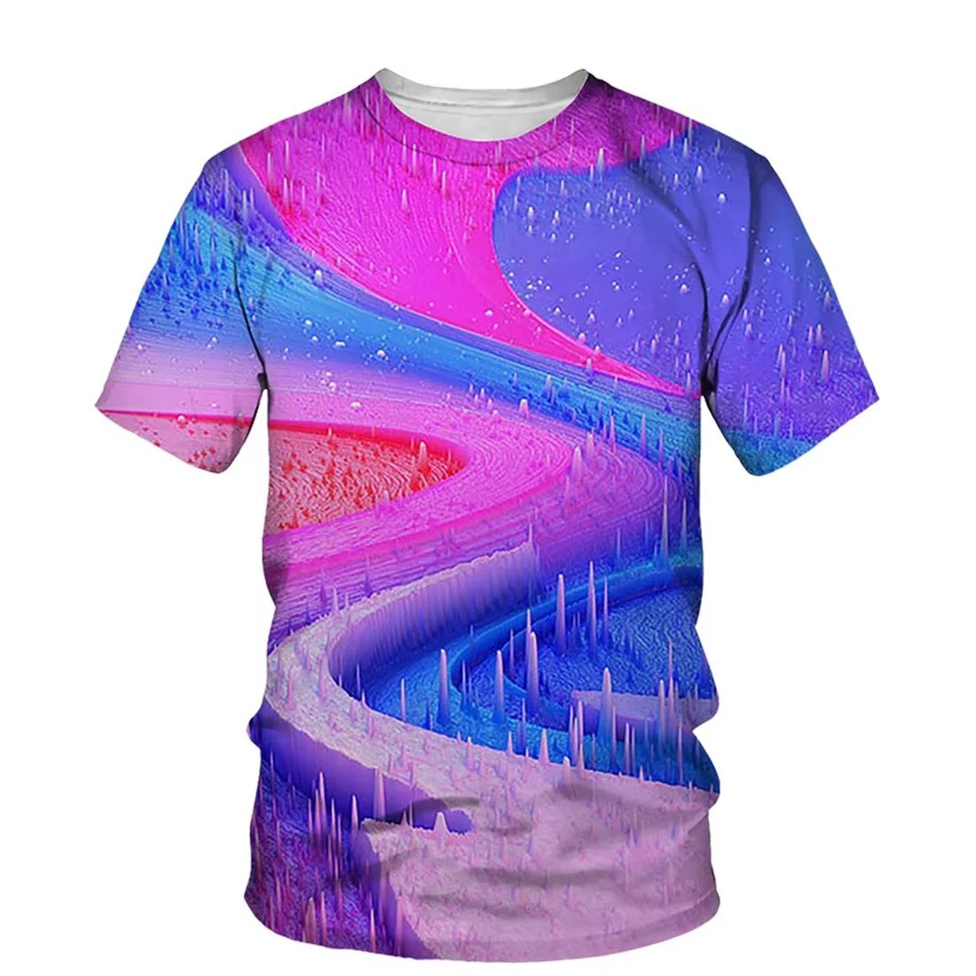 

Летняя повседневная трендовая индивидуальная футболка с круглым вырезом в стиле хип-хоп, футболки с короткими рукавами, модная цветная мужская футболка с 3D принтом PLUS Size
