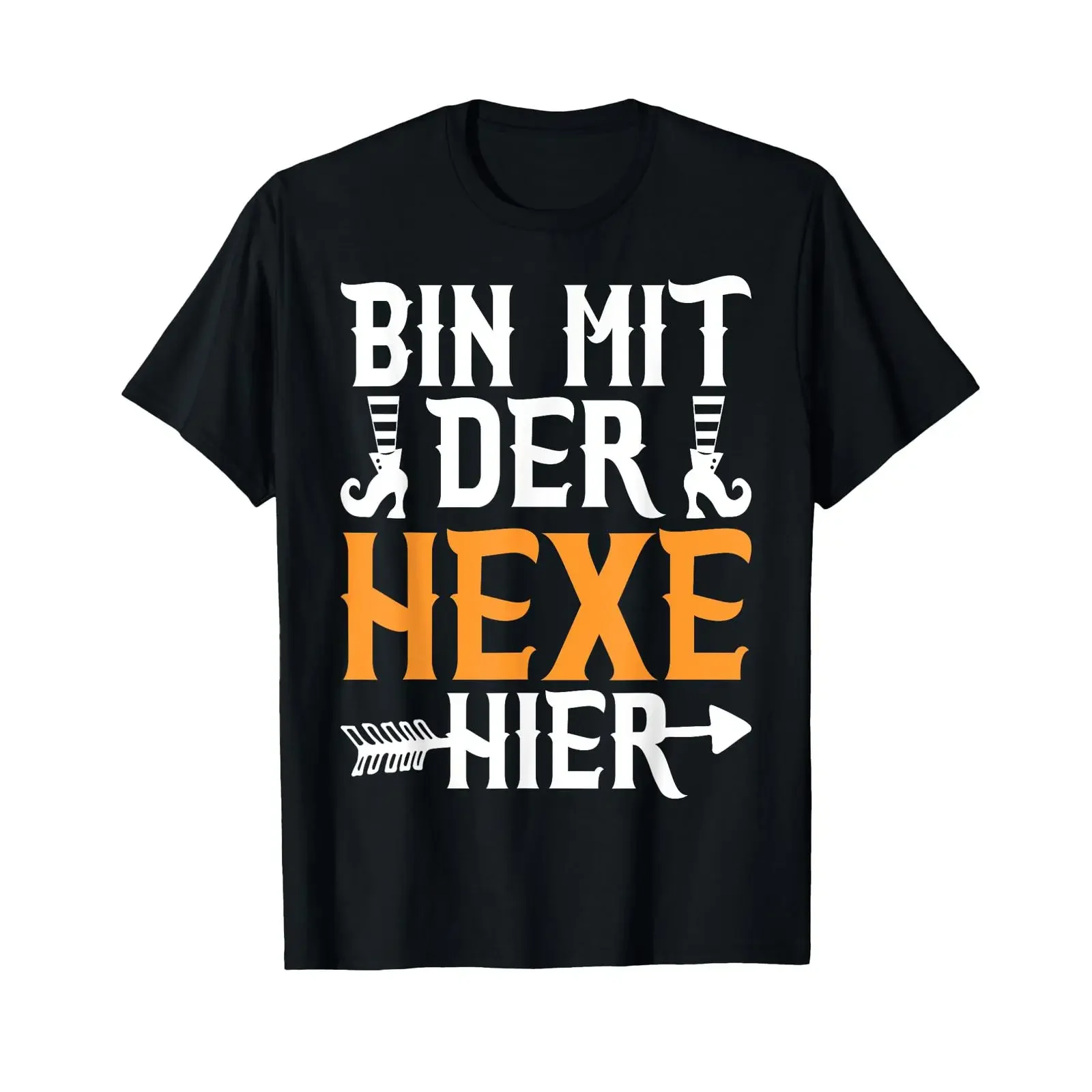 Funny Halloween Witch Partner T Shirt with German Text Bin Mit Der Hexe Hier black S vintage Washed Unisex streetwear Casual