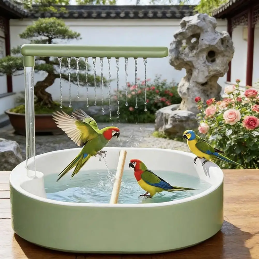 Circulating Shower System Bird Bath Automatic Bird Bath with Circulating Shower System Adjustable Flow Splash Guard for Indoor