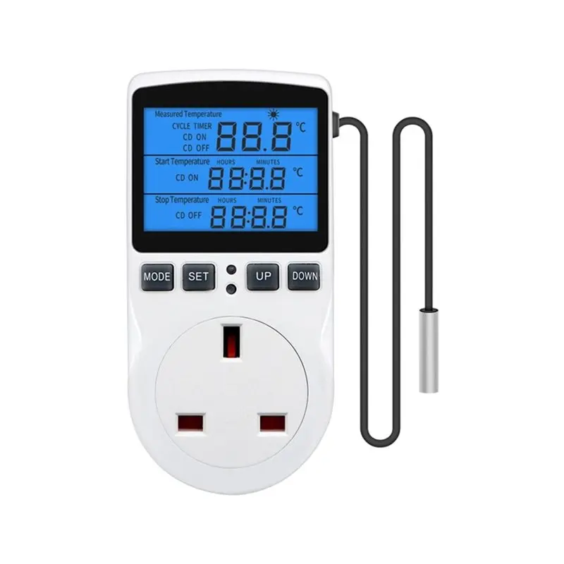 ABUG-Timer Switch Sensor Probe Heating Cooling Timer Socket Thermostat Multi-Function Temperature Controller Outlet