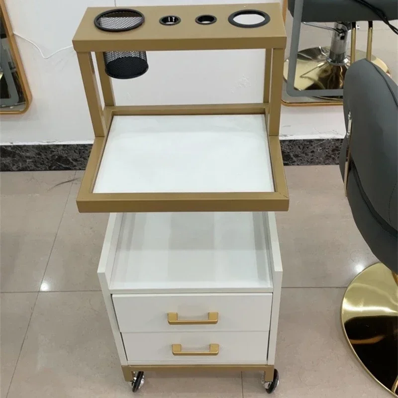 Modern Iron Salon Trolley, Barbearia Carrinho Auxiliar com Rodas, Móveis de Armazenamento Multifuncional para Salão de Beleza