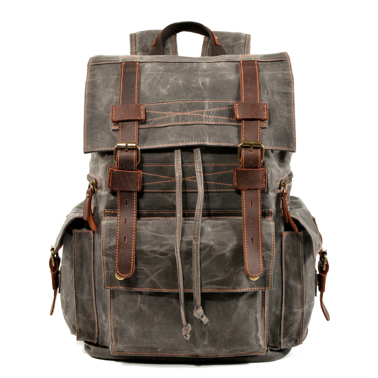 High Quality Retro Backpack Men Women Canvas Travel Computer Bag Outdoor Leisure Crazy Horse Leather Hiking Bag Unisex