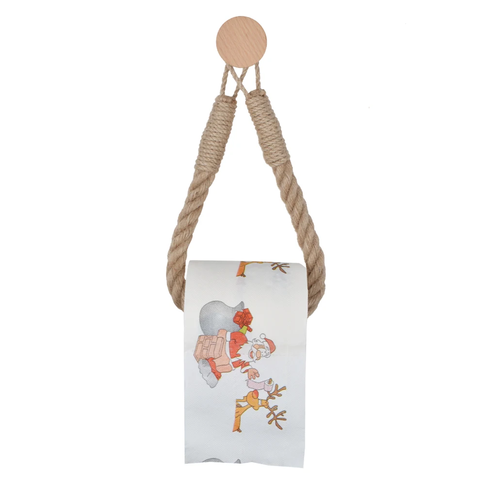 Hot Sell Hemp Rope Tissue Holder Non Punching Toilet Paper Holder Wall Mounted Roll Paper Storage Rack Bathroom Accessories
