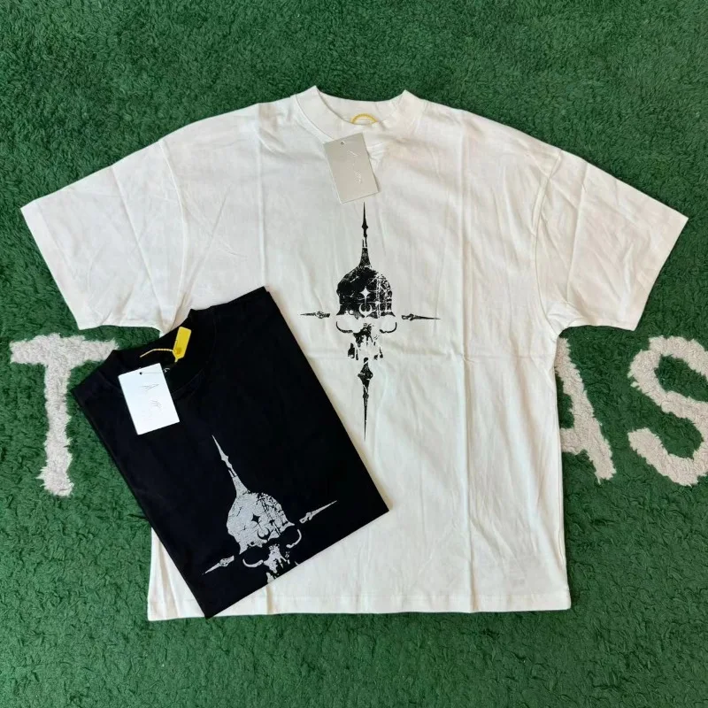 

24ss Высокое качество Thug Club с принтом черепа, хлопковая повседневная футболка с короткими рукавами для мужчин и женщин, повседневные модные футболки