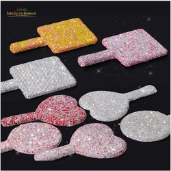 Eyelash Extensions Handheld Makeup Mirrors Shiny Heart Shape Makeup Diamond Mirrors Vanity Square Mirrors With Handle Supplies