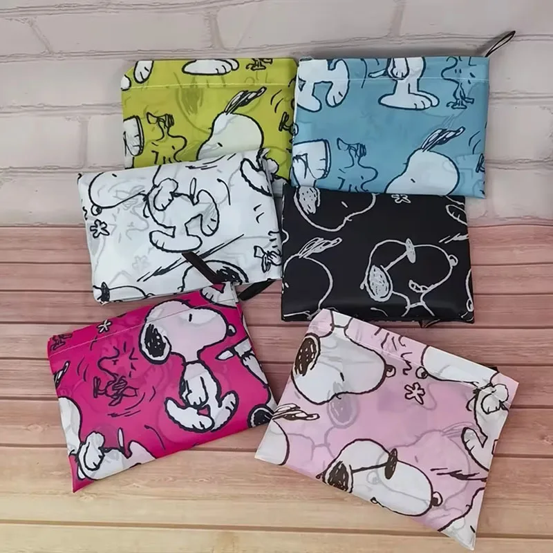 Snoopy New Kawaii Anime Doll Super Large Supermarket Shopping Bag Fashion Cartoon Folding Vegetable Bag Waterproof Nylon Bag