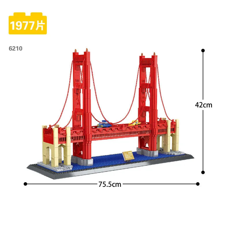 ゴールデンゲートブリッジのクリエイティブなビルディングブロック,ビルディングブロック,世界的に有名な建築,ビルディングモデル,おもちゃのコレクション,米国
