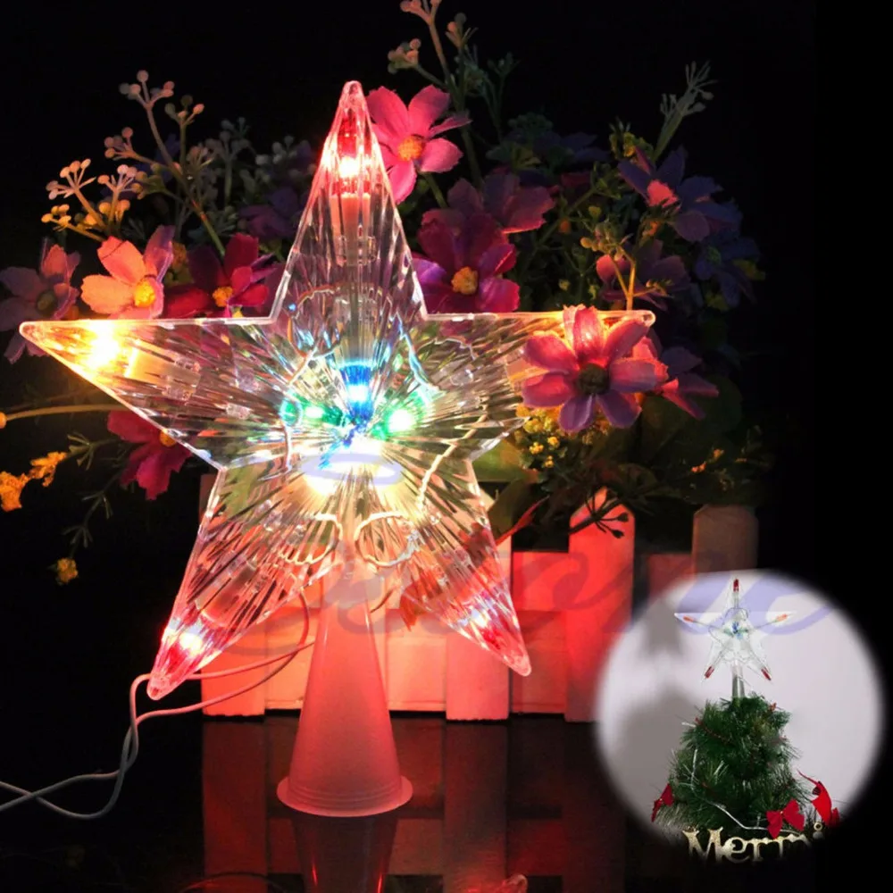 

Behogar Flashing Star LED Copper Wire String Color Changing Lamp Xmas Christmas Tree Wedding Party Topper Star Decoration Light