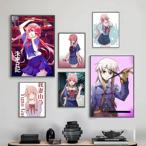 Anime G-Gasai Yuno Mirai Nikki Classic Poster Waterproof Paper Sticker Coffee House Bar Room Wall Decor