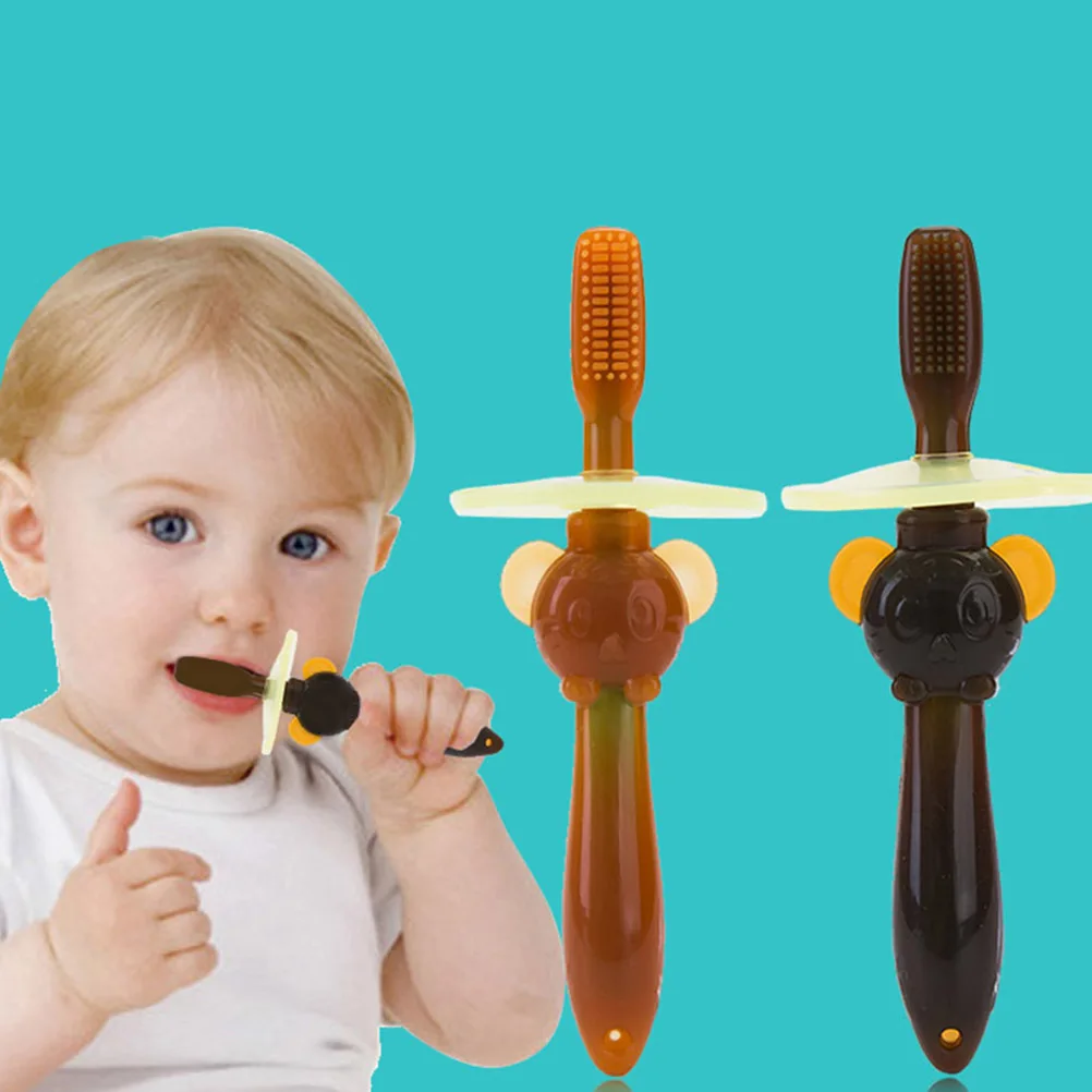 

2Pcs Baby Toothbrush Silicone Soft Bristle Oral Care Tool Teething Pad Gum Relief Training Brush for Toddlers Baby Toothbrush