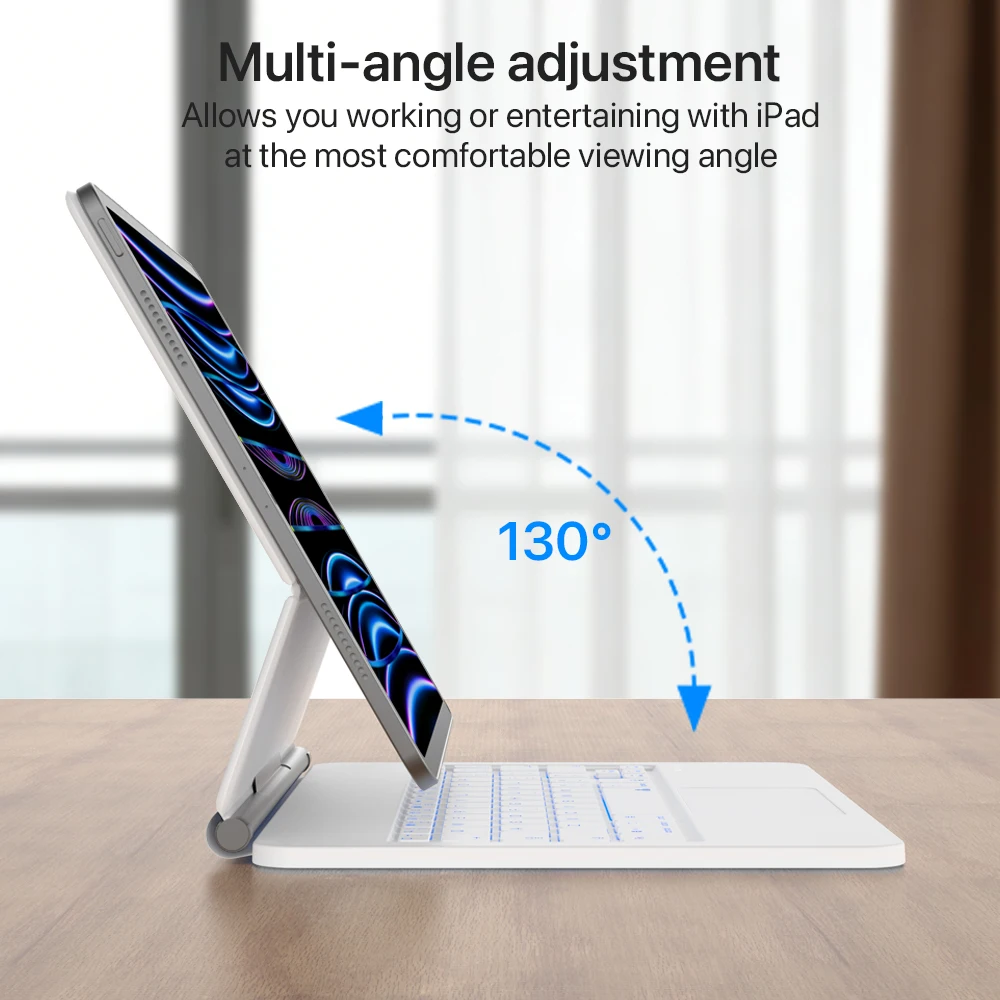 2026 Office Magic Wireless Keyboard with Touch Panel for iPad 11th 10th Magnetic Smart Case for iPad Pro Air 12.9in Tablet Cover