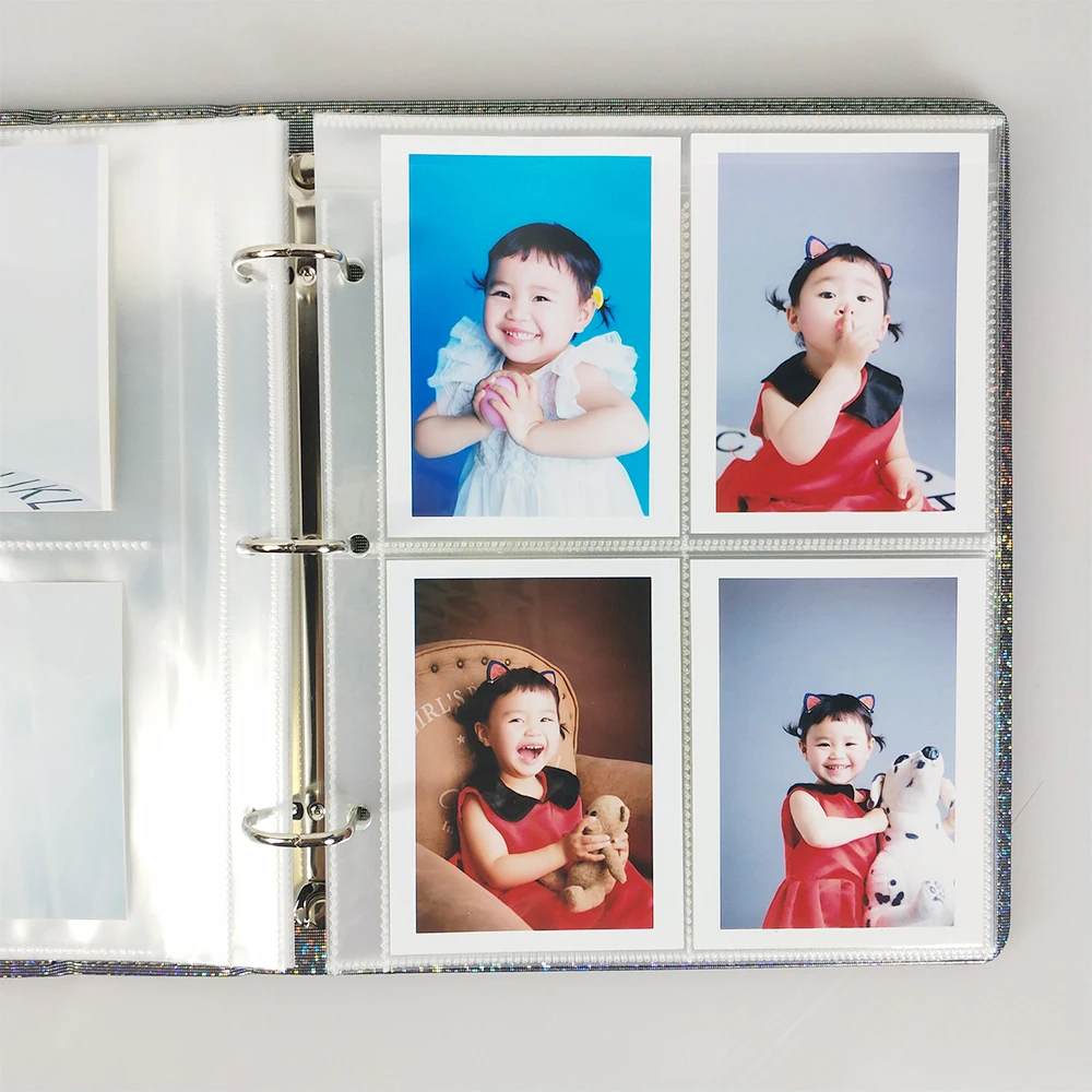 Álbum de fotos de hojas sueltas A5, Carpeta de 3 anillas, protectores de bolsillo para páginas, fundas para tarjetas para Instax Mini 4x6, 10x15