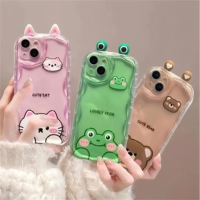 3D Ear Cute Animals Bear New Phone Case For Xiaomi Mi 14 12 12T 11 Lite Poco M6 X6 F6 X5 X4 F4 X3 M3 Pro GT NFC 4G 5G Back Cover