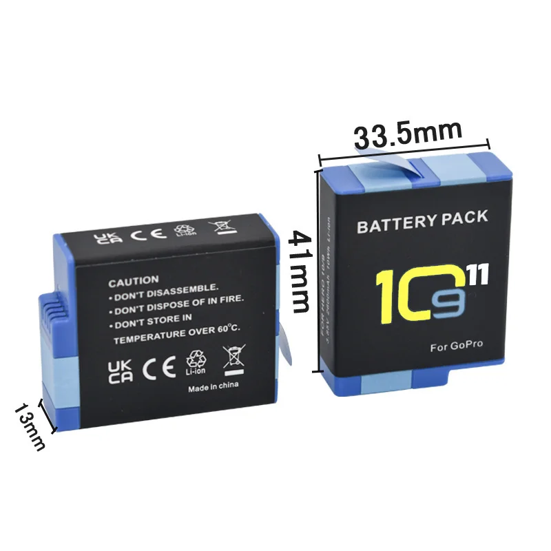 2800mAh camera battery for GoPro Hero 11 10 9 LED Light Battery Charger Battery Storage For GoPro 11 10 9 Accessories