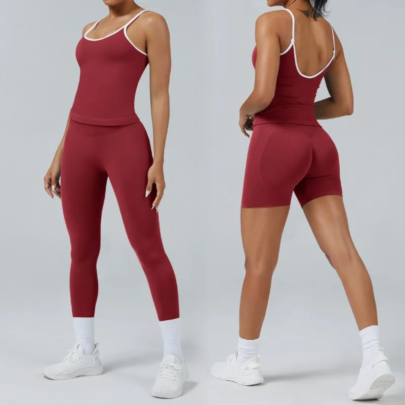 

Seamless Yoga Set - Backless Sports Vest & Quick-Dry Leggings Running Fitness Pilates Gym Workout Outfit Two Piece Set Women