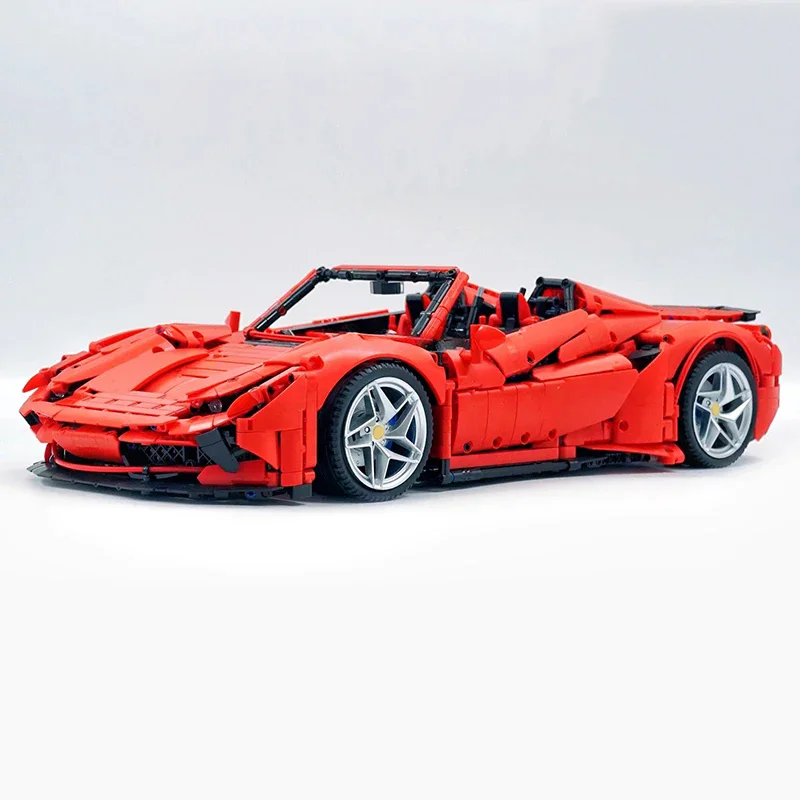 F8 สีแดงรถกีฬารุ่นบล็อกตัวต่อ MOC JD018 รถเปิดประทุนอิฐไอเดียไฮเทคของเล่นชุดคริสต์มาสของขวัญเด็กผู้ใหญ่