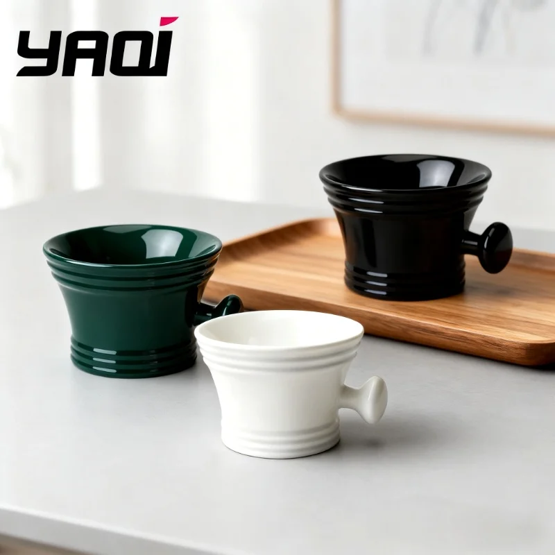 YAQI Shaving Bowl Green Black White Color ABS Plastic Shaving Brush Accessories tool travel For Mens Grooming