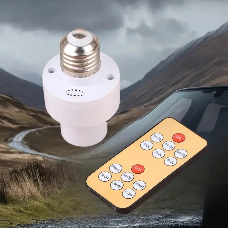 New E27 60W Multi-Light Smart Timer Switch Lamp Holder for Baby Room, Bedroom; Remote-Controlled, 110V 220V Compatible