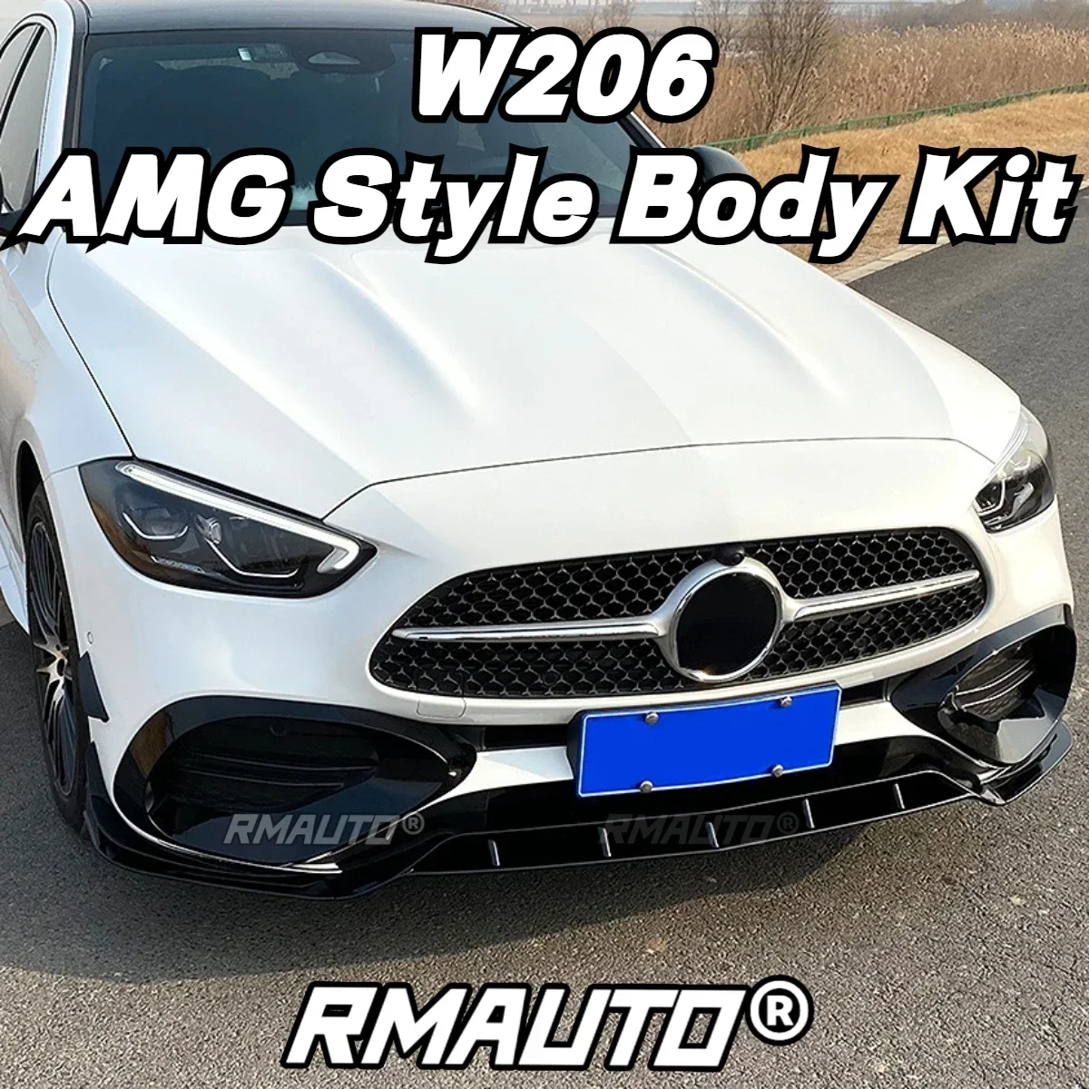 AMG 프론트 범퍼 립 스포일러 스플리터 블레이드 디퓨저 카나드 에이프런, 메르세데스 벤츠 W206 2022 + 바디 키트, W206 프론트 립, 세트당 9 개