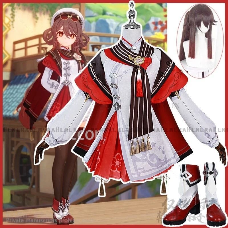 Anime Game Genshin Impact Cosplay Hu Tao Costume New Years Suit Christmas Uniform Dress Lolita Wigs Forgirls Woman Customized