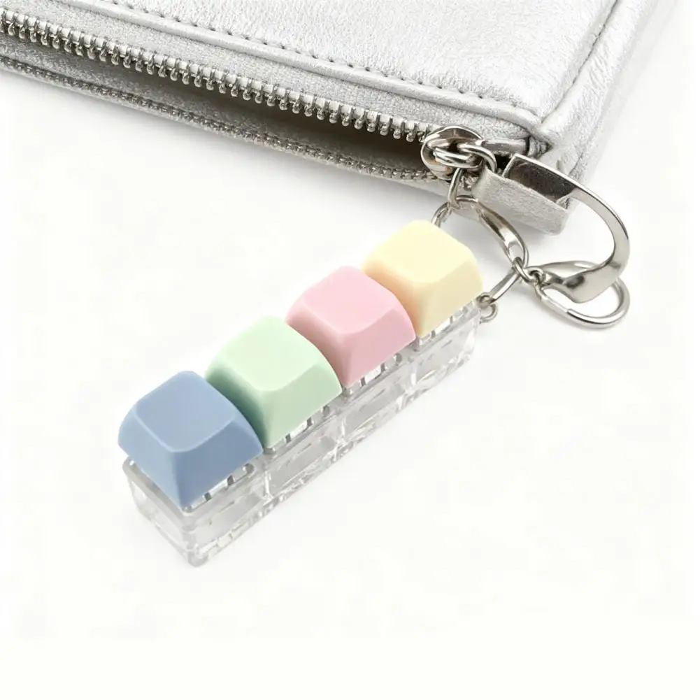 4 Keys Keycaps Keychain Toys Keyboard Keychain Fidget Toy Stress Relief Compact Realistic Clicking Sounds Key Chain