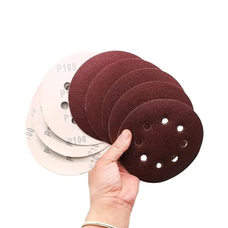 

1000pcs 125mm Red Aluminum Oxide Fiber Abrasive Paper 8-Hole Sanding Discs with OEM/ OBM Support for Wood Metal Stone Polishing