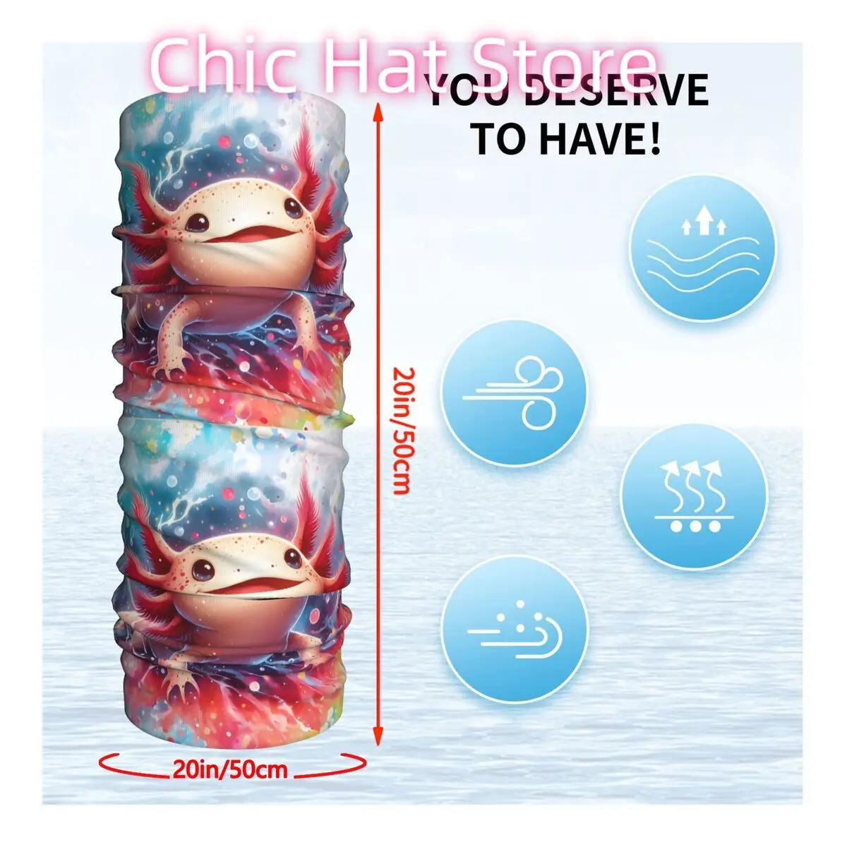 귀여운 아홀로틀 헤드밴드 넥 워머 남성용 스키 러닝 튜브 스카프 의료 간호사용 페이스 밴다나 게이터