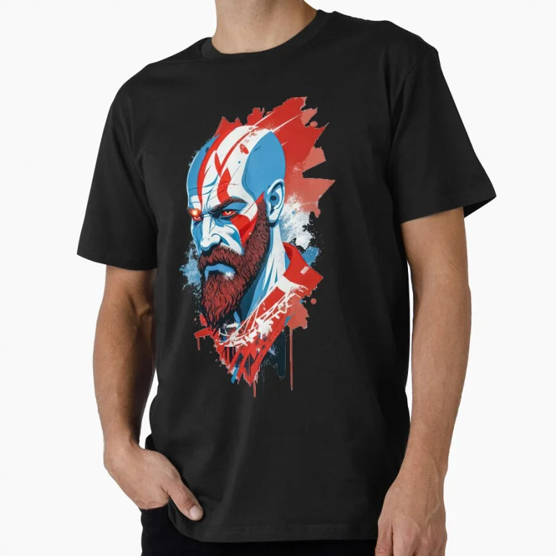 

Video Gamer God of war Kratos Spartan Graphic Tee Norse mythology Videogame t shirt for man 100% cotton All size top S-6XL