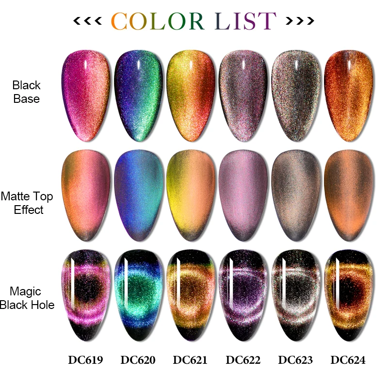 Mtssii 9D Chameleon Magnetic Gel Nail Polish Pink Lasting Shining Laser 7ml Cat Eye Art Gel Varnish Black Base Needed Supplies