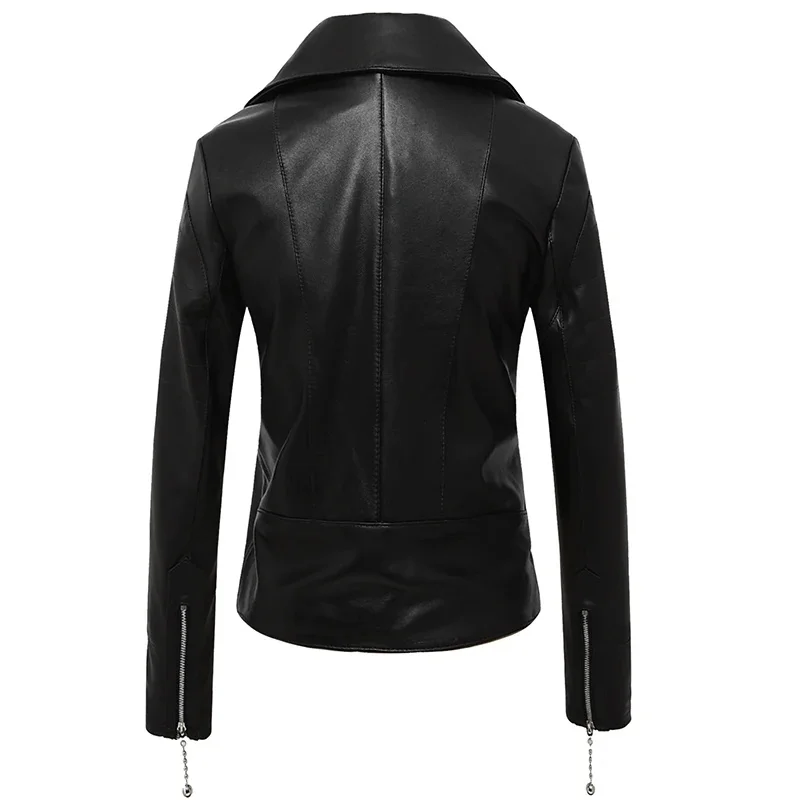 YR!Free shipping.Wholesales.Black women genuine leather jacket.street sheepskin coat.short soft jacket,cool