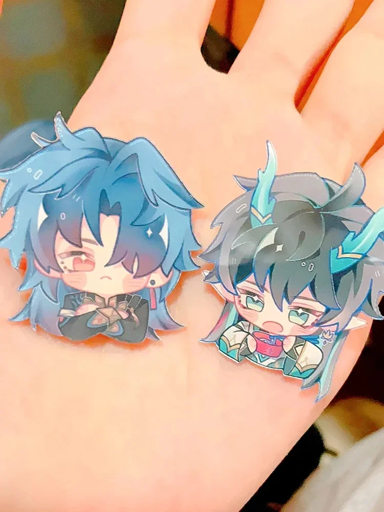 Honkai:Star Rail Q versión hoja de dibujos animados Jingyuan broche acrílico Pin insignia de Cosplay accesorios de joyería para ropa mochila regalo