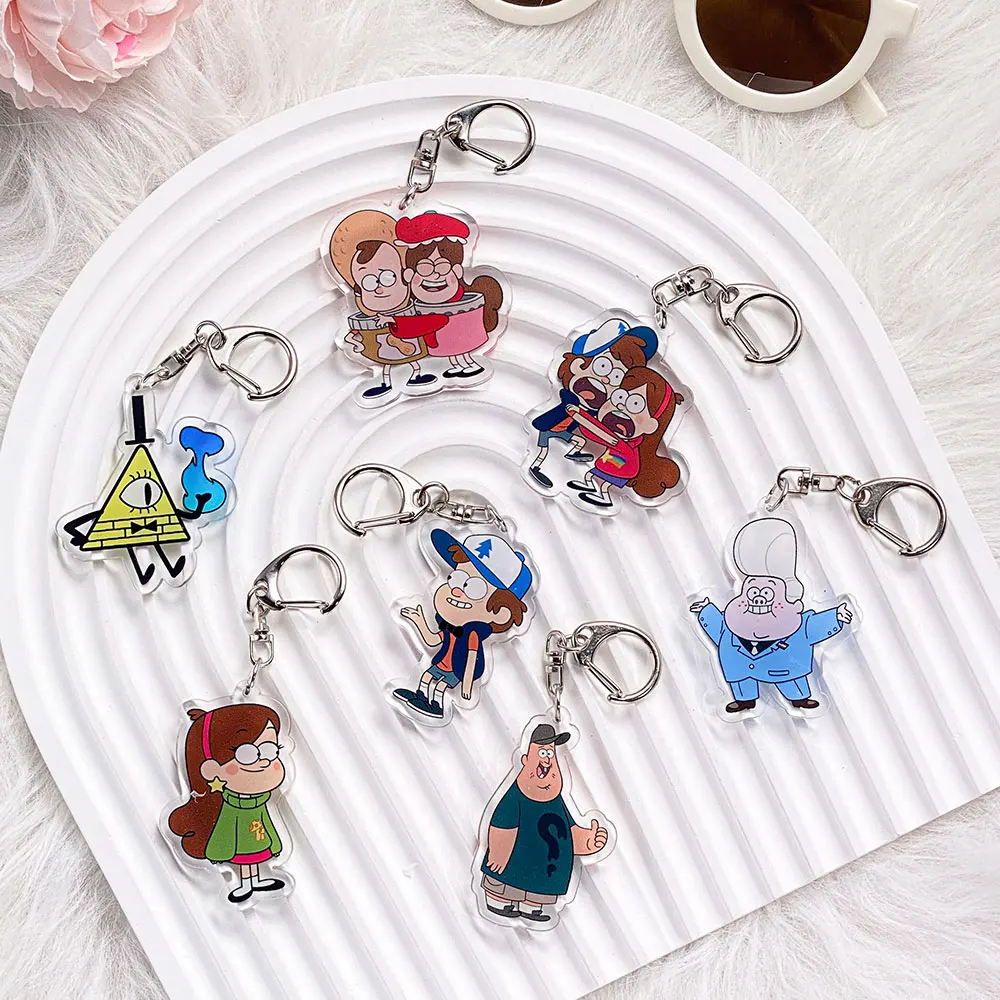Chaveiro de Acrílico Disney Gravity Falls 1/14PCS, Acessórios de Cartoon, Pingente Engraçado para Mochila, Presente para Amigos
