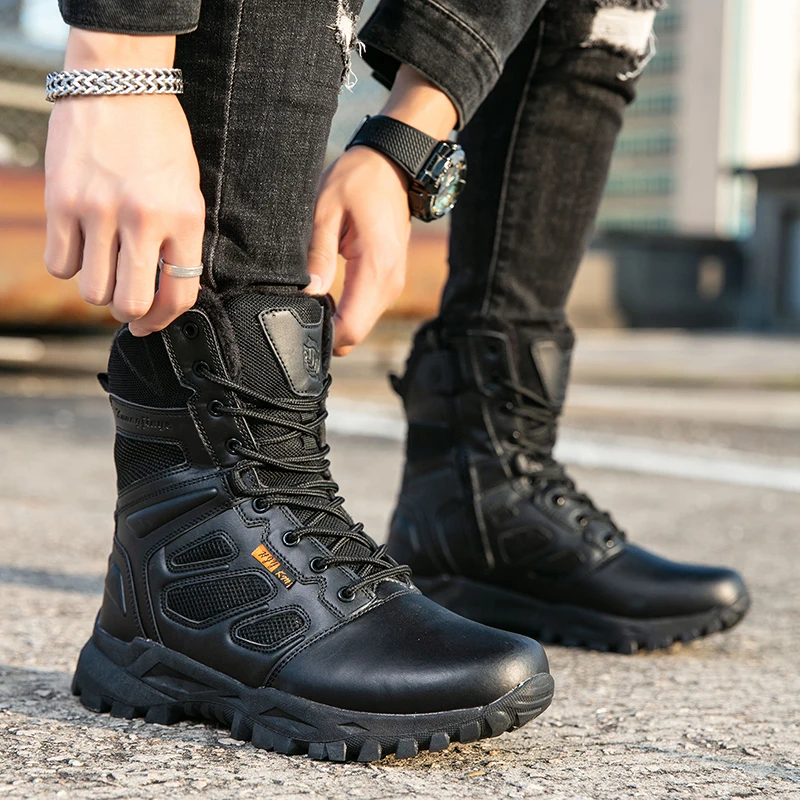 

New Unisex Lace Up Male Army Boot Brand Motorcycle Climbing Shoes Men Tactical Boots Ankle Waterproof Desert Hunting Hiking Shoe