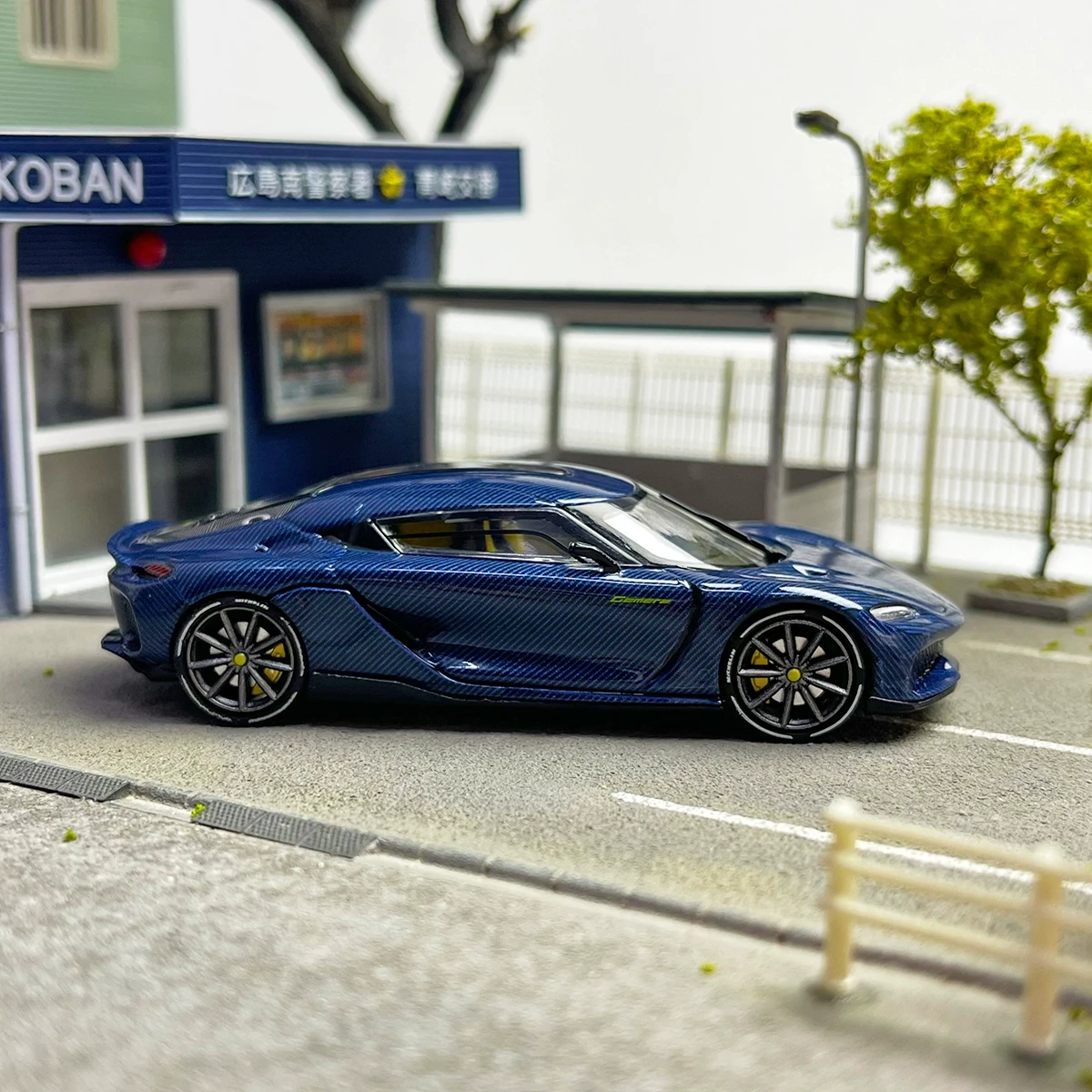 Newly Stocks TPC 1/64 Diecast Model Car Koenigsegg Gemera Carbon Blue In 2024