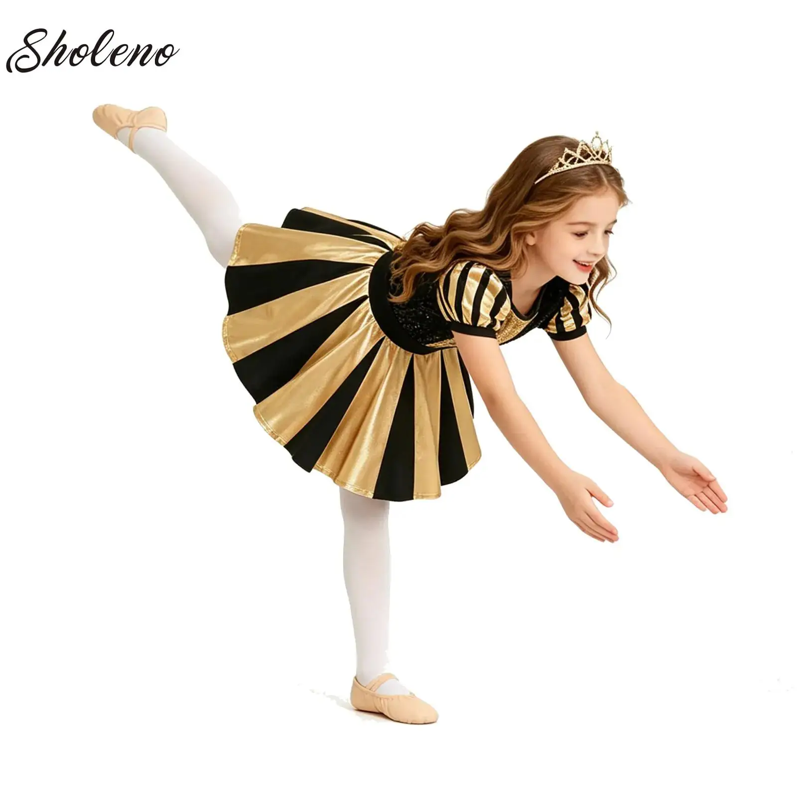 

Short Puff Sleeve Modern Dance Costume Professional Jazz Latin Dance Leotard Dress Ballet Stage Performance Competition Clothes