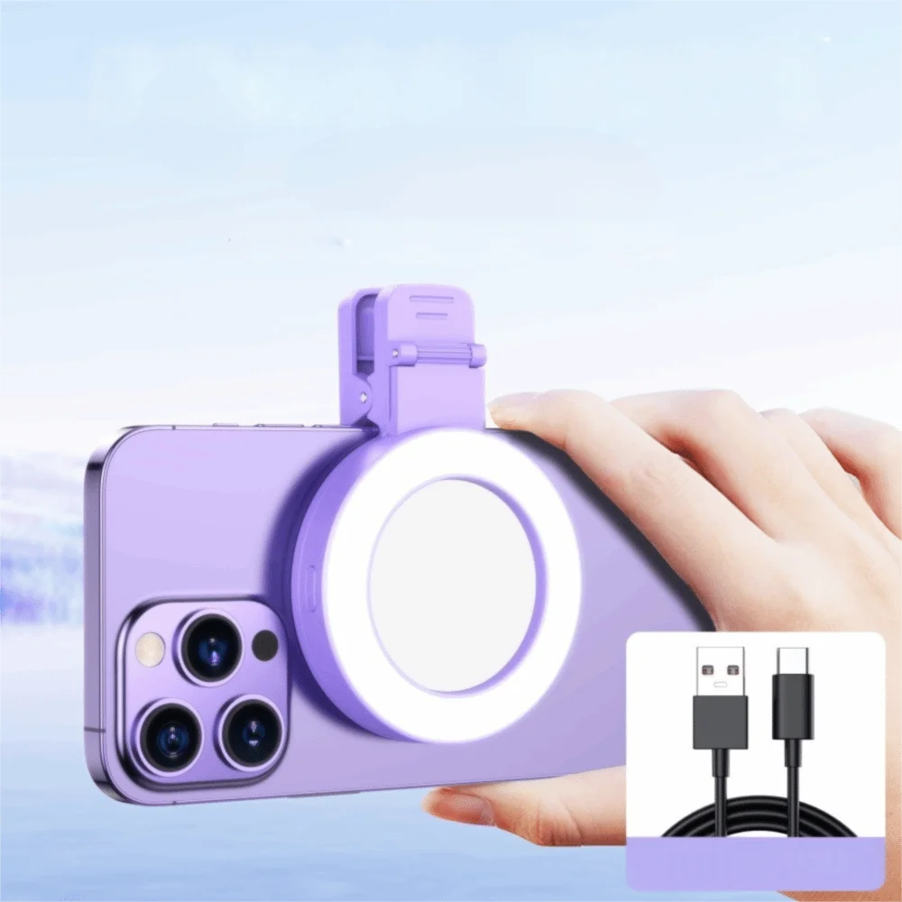 Rechargeable Pocket LED Selfie Light Three-Color Light Soft Light Mini Pocket Fill Light Foldable 180° Rotatable