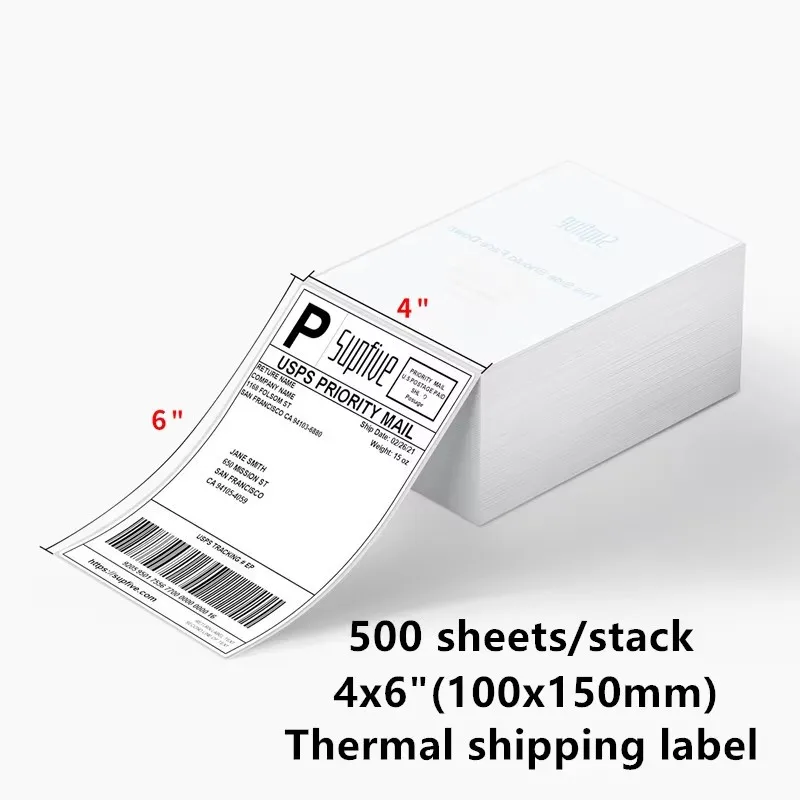 Three proof thermal folding adhesive 4x6 inch shipping label 100x150mm express address waybill sticker label paper 500 sheets