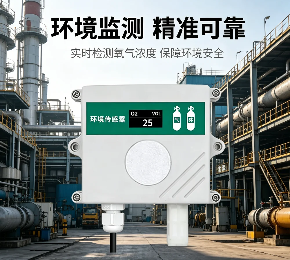 Oxygen Sensor RS485 Transmitter O2 Gas Monitoring High-precision Outdoor Oxygen Concentration Detector