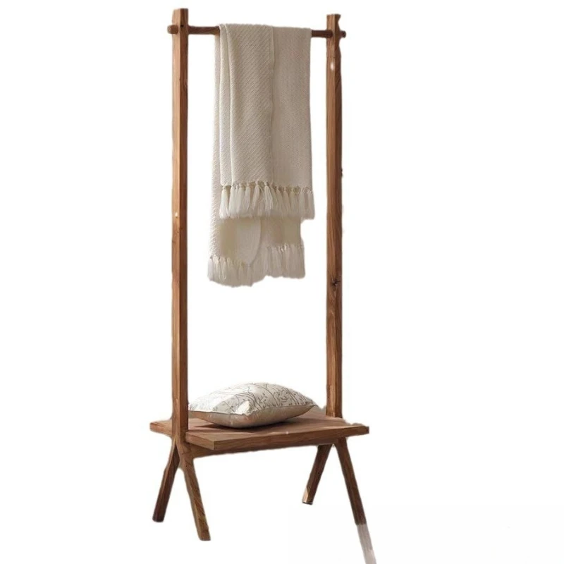 

Chinese retro solid wood hanger old elm bedroom hanger homestay hotel zen floor hanger shoe rack