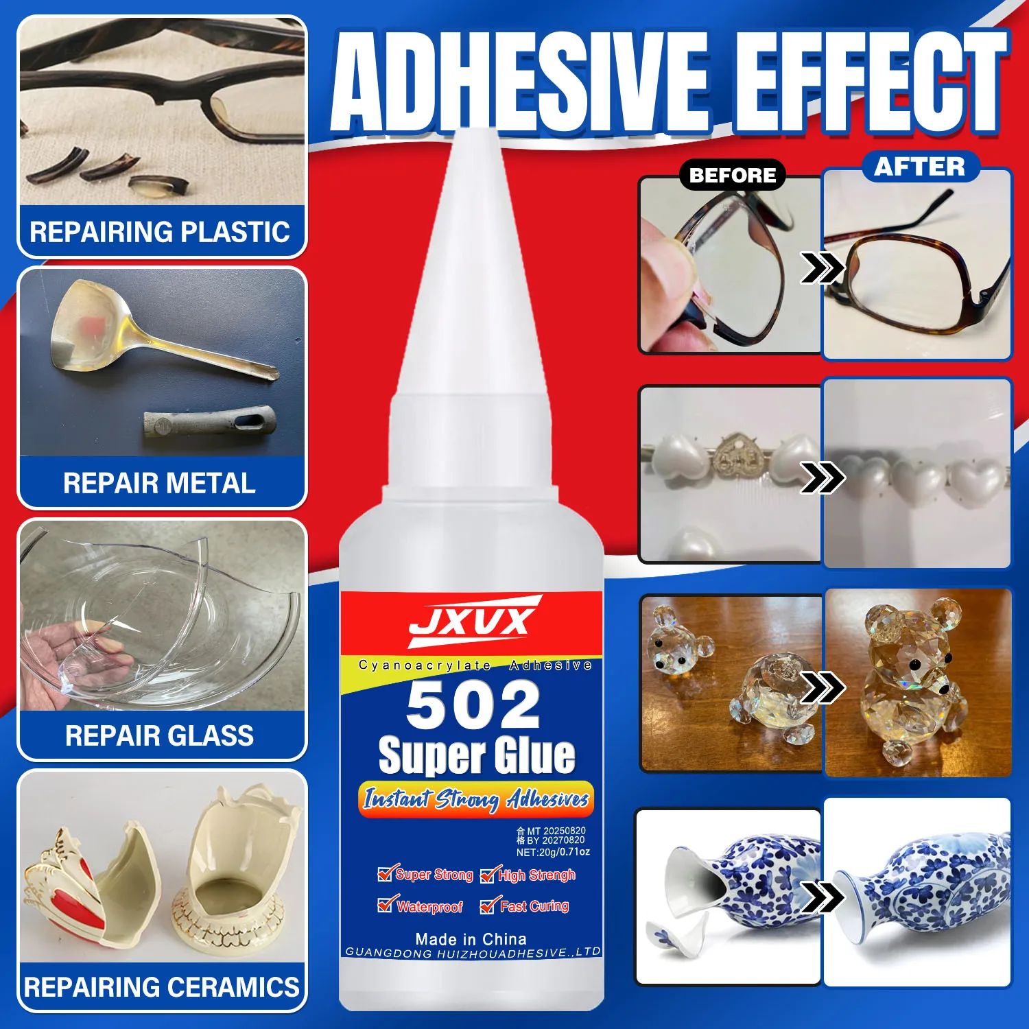 5-10 Buah 502 Lem Super Instan Cepat Kering Perekat Sianoakrilat Kulit Karet Kaca Kayu Logam Alat Lem Cair Ikatan Kuat